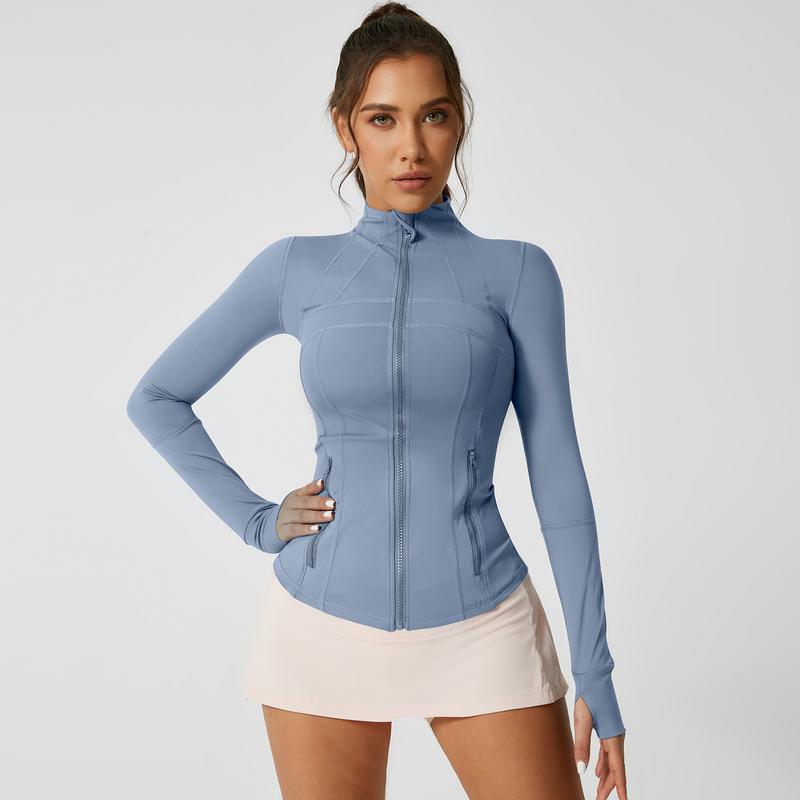 Women's Solid Color Multi-Functional Paneled Zippered Sports Yoga Jacket,gym workouts, badminton, and casual exercise. workout clothes women Design