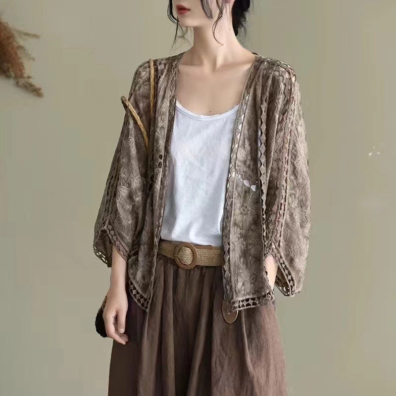 Women's Plain Cover Up Top, Casual Open Front Cover Up Top for Beach Vacation Holiday, Ladies Clothes for All Seasons, Beach Outdoor Wear