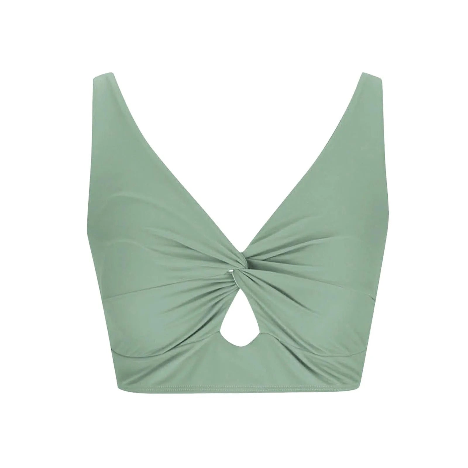 Women'S Swimsuit Top Solid Colour Bikini Swimsuit Fashion Gathering Push Up Tankini Swimsuit Sexy Backless Cross Strap Bikini