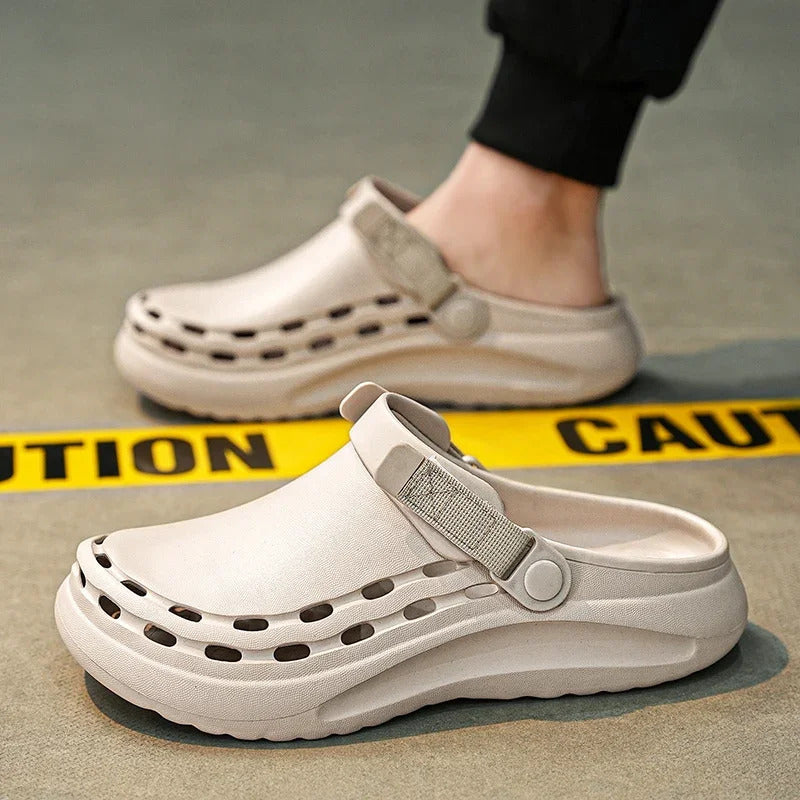 Quick-Dry EVA Solid Color Mens Sandals Fashion Trendy Lightweight Outdoor Travel Essentials Beach Shoes Casual Men’s Slippers