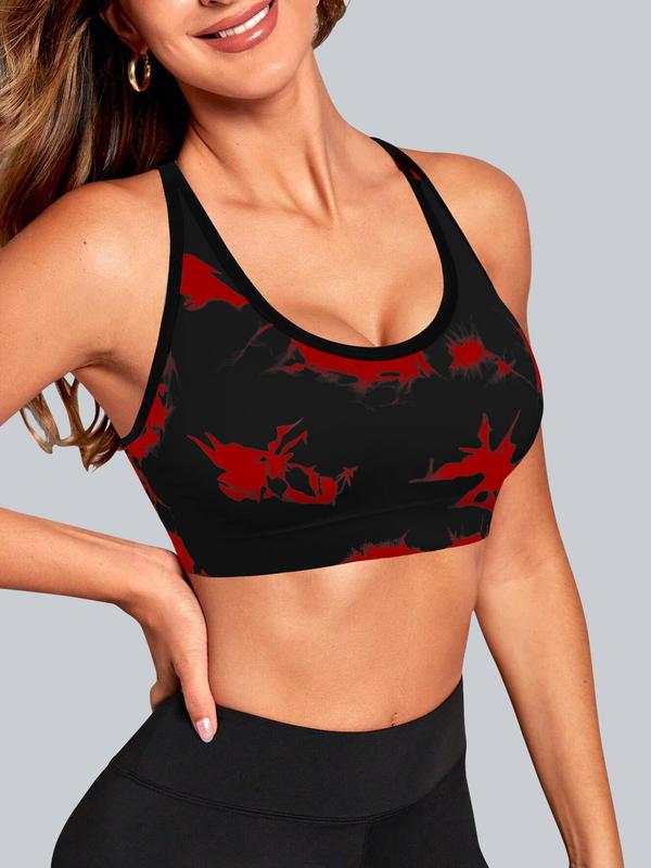 Women's Tie Dye Print Sports Bra, Breathable Comfortable High Stretch Sports Bra, Ladies Sportswear for Indoor Outdoor Wear, Women Workout Clothes