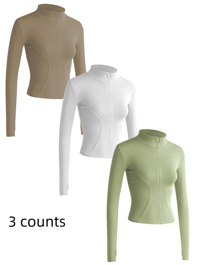 Mock Neck Sports Outerwear, Athletic Long Sleeve Sports Top, Gym Clothes, Comfortable Ladies Jacket for Indoor Outdoor Wear, Gym Clothing, Valentine's Day Gift for Girl, Fall Gift