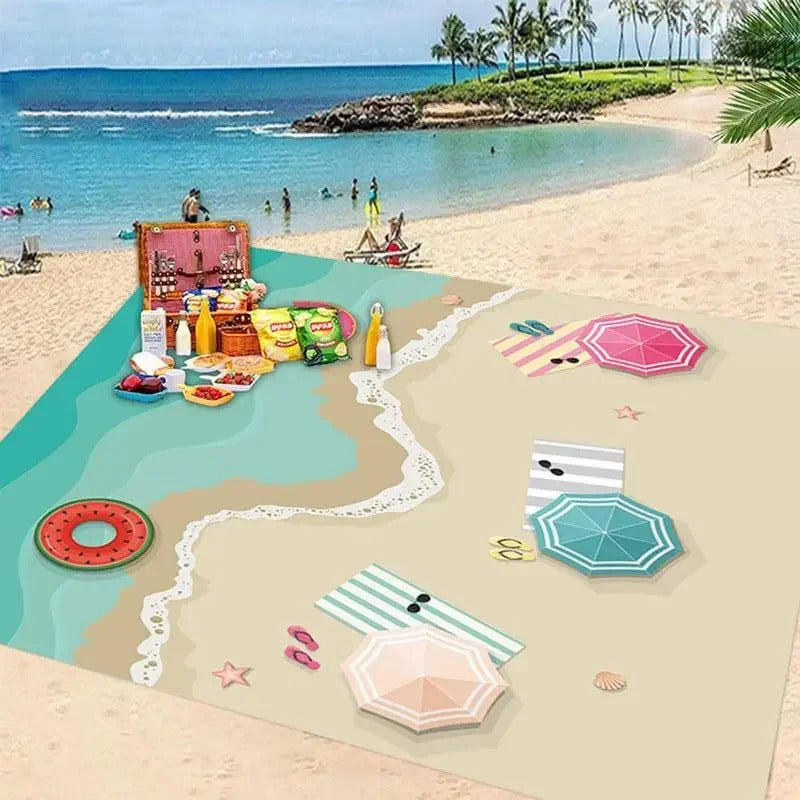 Waterproof Beach Mat Sandproof Travel Mat Portable Lightweight Folding Camping Supplies for Outdoor Camping Hiking Picnic