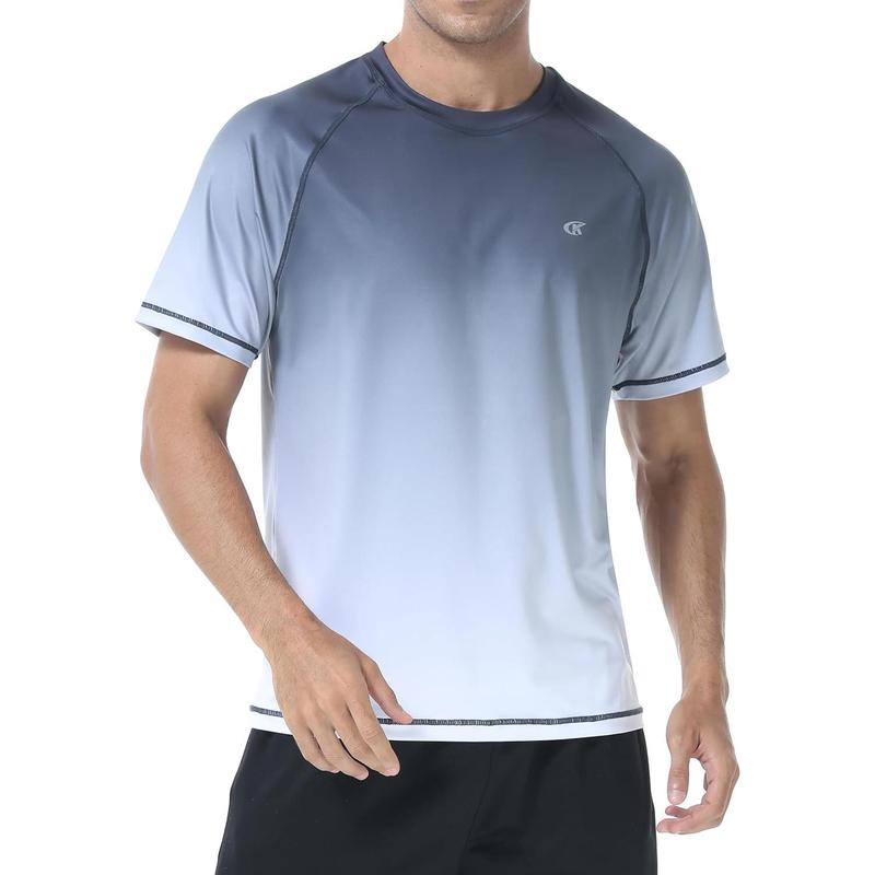 Men's UPF 50+ Rashguard Swim Tee Short Sleeve Running Shirt Swimwear Swim Hiking Workout Shirts #fathersdaygifts