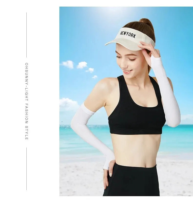 4 Pairs Cycling Arm Summer Ice Cloth Cycling Sleeves Sun Protection Unisex Breathable Running Volleyball Sleeves Outdoor