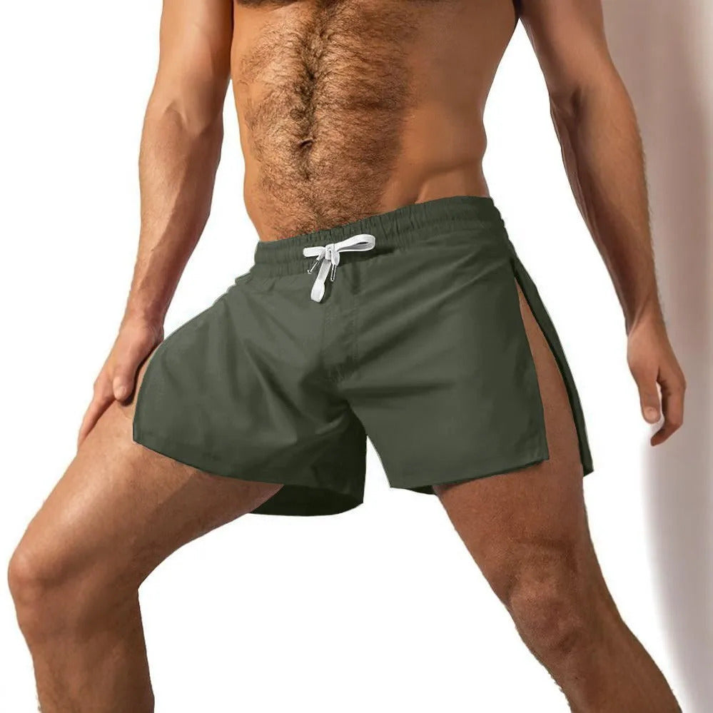 Summer Sports Shorts Men Sweatshorts Quick Dry Running Gym Beach Jogging Bottoms Men Fitness Training side Zipper Shorts Pants