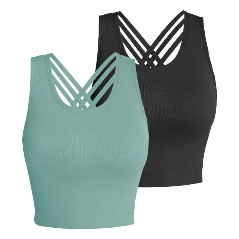 Pro-Fit Seamless 2 pieces  Cross-back sports bra, Comfortable, Support, Stretchy, Summer Outfits, everyday bra, Women Workout Clothes, Activewear 32678