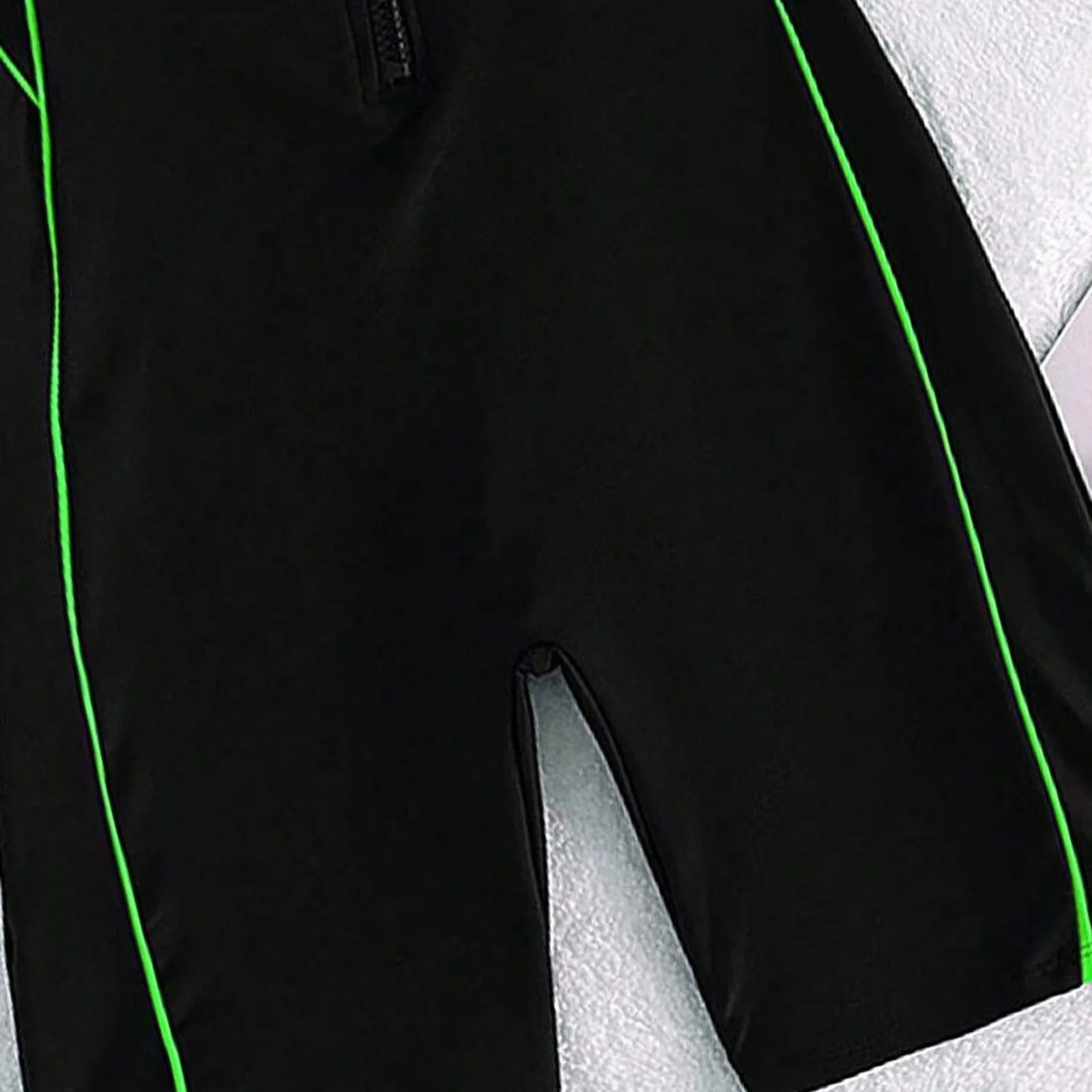 Female Summer One-piece Solid Color Patchwork Flat Angle Short Sleeved Zippered Swimsuit Sun Protection Quick-Drying Swimwear
