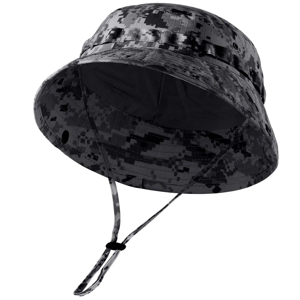 Tactical Fishing Boonie Hats Camouflage Panama Cap Hunting Shooting Outdoor Camping Sun Protection Folding Fisherman Bucket Hat