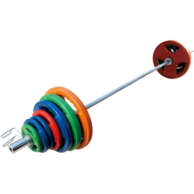 132kg Colorful Rubber Barbell set for gym professional weight lifting UV13705