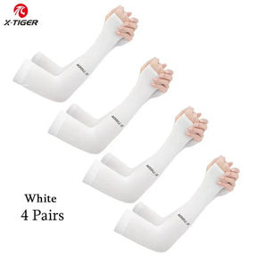 4 Pairs Cycling Arm Summer Ice Cloth Cycling Sleeves Sun Protection Unisex Breathable Running Volleyball Sleeves Outdoor