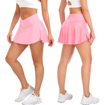JoyGirl Women's Plain Pocket Tennis Skirt with shorts Crossover Golf Skort Mini High Waisted Girls Workout Running Athletic Skorts Golf Attire