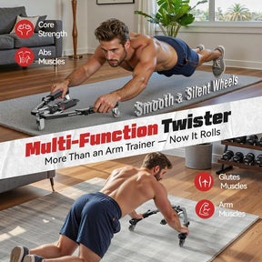 Chest & Arm Twister - Hydraulic Power Chest Press Machine for Upper Body Strength Training, 2-in-1 Twister arm Trainer with ab Roller Wheel(Backpack& Pad Included)