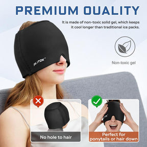 Migraine Headache Cap, Gel lce Head Wrap for Tension and Stress.Suitable for Home breaks, before sleep, office
