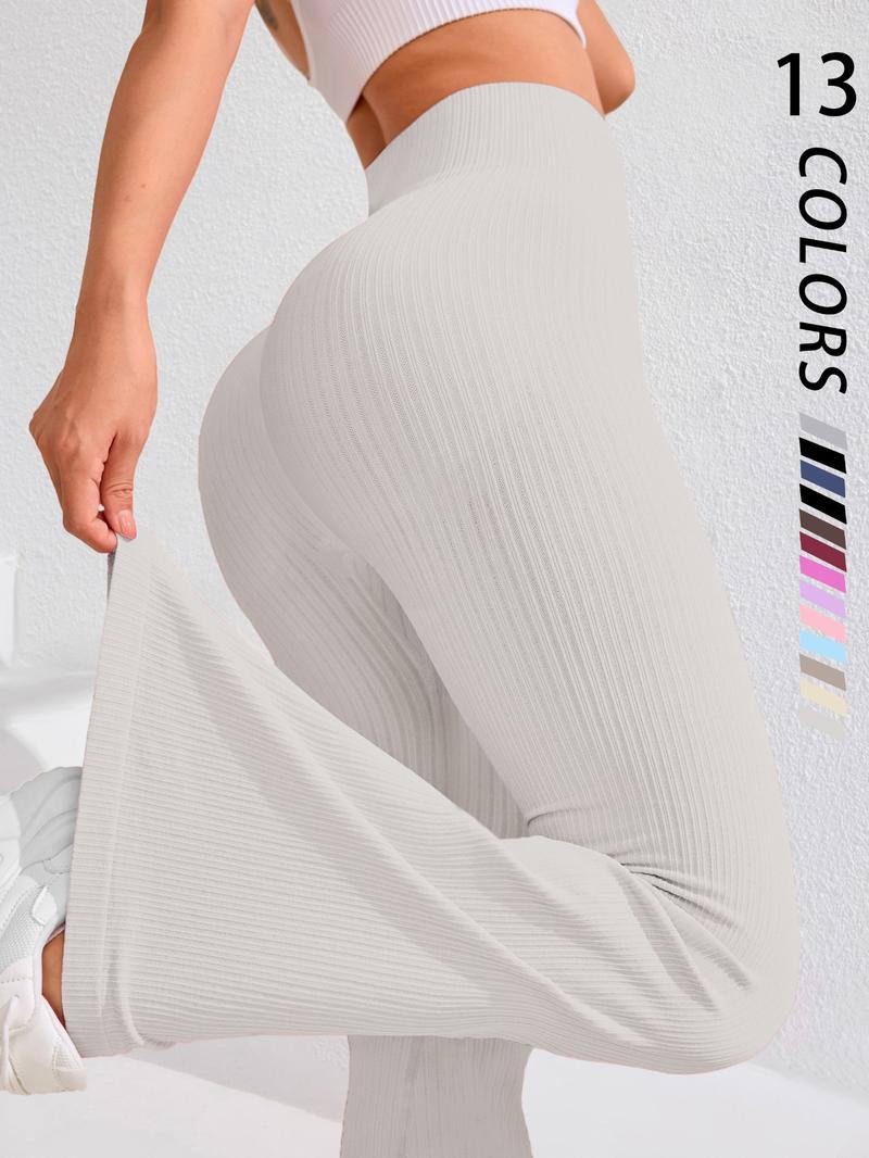 Women's Solid High Waist Sports Leggings, Casual Comfy Breathable Skinny Pants for Yoga Gym Workout Running, Ladies Sportswear for All Seasons, Fitness Summer Bottoms