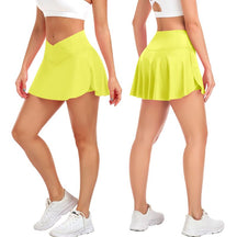 JoyGirl Women's Plain Pocket Tennis Skirt with shorts Crossover Golf Skort Mini High Waisted Girls Workout Running Athletic Skorts Golf Attire