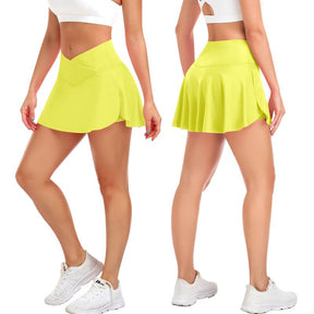 JoyGirl Women's Plain Pocket Tennis Skirt with shorts Crossover Golf Skort Mini High Waisted Girls Workout Running Athletic Skorts Golf Attire