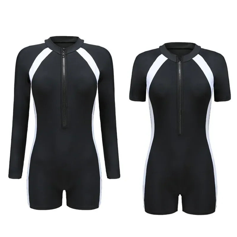 2024 Summer Sports One-piece Swimsuit Professional Women's Swimsuit Black Swimsuit Solid Color Swimming Beach Wear Long Style