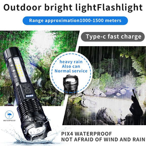 Laser Flashlight High Lumens Rechargeable 1 Pack/2 Pack, Super Bright Led Flashlights with 7 Light Modes, IPX6 Waterproof, Powerful Handheld Flash Light for Camping Home Emergencies