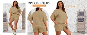 Womens 2 Piece Outfits Oversized Cropped Sweatshirt and High Waist Running Shorts Tracksuit Sets tracksuits men