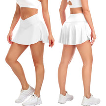 JoyGirl Women's Plain Pocket Tennis Skirt with shorts Crossover Golf Skort Mini High Waisted Girls Workout Running Athletic Skorts Golf Attire