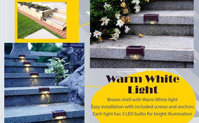 8-Pack Solar Deck Lights – Waterproof Outdoor LED Step Lights, Warm White, Auto On/Off, Easy Install for Patio, Stairs, Fence, Garden Landscape Lighting