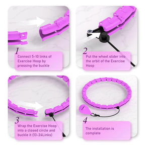 Weighted Hula Circle for Adults, Infinity Hoop Fit Plus Size 47 Inch/120cm, Include 24 Detachable Links and Waist Trainer for Women, Home Workout Equipment, Exercise Equipment, Home Training Equipment