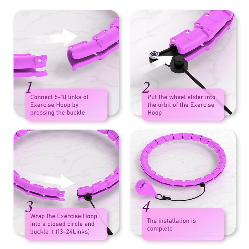 Weighted Hula Circle for Adults, Infinity Hoop Fit Plus Size 47 Inch/120cm, Include 24 Detachable Links and Waist Trainer for Women, Home Workout Equipment, Exercise Equipment, Home Training Equipment