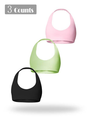 Women's Solid Wireless Halter Sports Bra, Breathable Comfortable High Stretch Sports Bra, Ladies Sportswear for Workout Gym Yoga, Fitness Clothes, Wireless Sports Bras, Yoga Workout Activewear