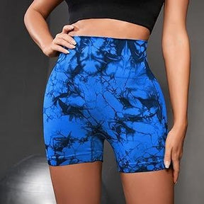 Women's Tie Dye Print High Waist Seamless Tummy Control Butt Lifting Sports Leggings, Casual Comfy Breathable Wide Waistband Skinny Shorts Yoga Leggings for Exercises Gym Workout, Women Sport & Outdoor Clothing for Summer