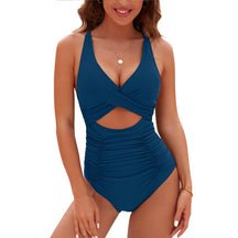 Womens One Piece Swimsuits Push Up Tummy Control Bathing Suits V Neck Cutout Modest Swimwear #dealsforyoudays#TikTokShopBacktoSchool