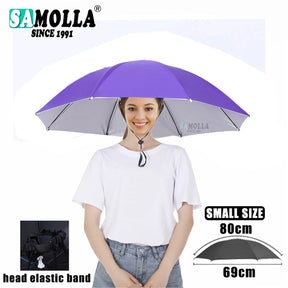 Portable Rain Umbrella Hat Army Green Foldable Outdoor Pesca Sun Shade Waterproof Camping Fishing Headwear Cap Beach Head Hats