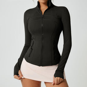 Women's Solid Color Multi-Functional Paneled Zippered Sports Yoga Jacket,gym workouts, badminton, and casual exercise. workout clothes women Design