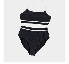 Women's Ribbed Bikini Sets Color Block Swimsuit High Waisted Bathing Suit Swimming Clothing Beach Water Sports Swimwear