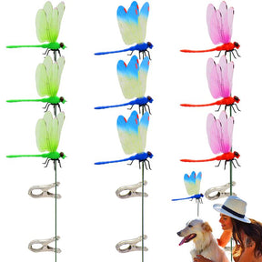 Outdoor Fake Dragonfly Rod Clip, Garden Metal Dragonfly Clip. Natural Organic Concept, 3D Dragonfly Garden Decoration, Creative Home Accessories