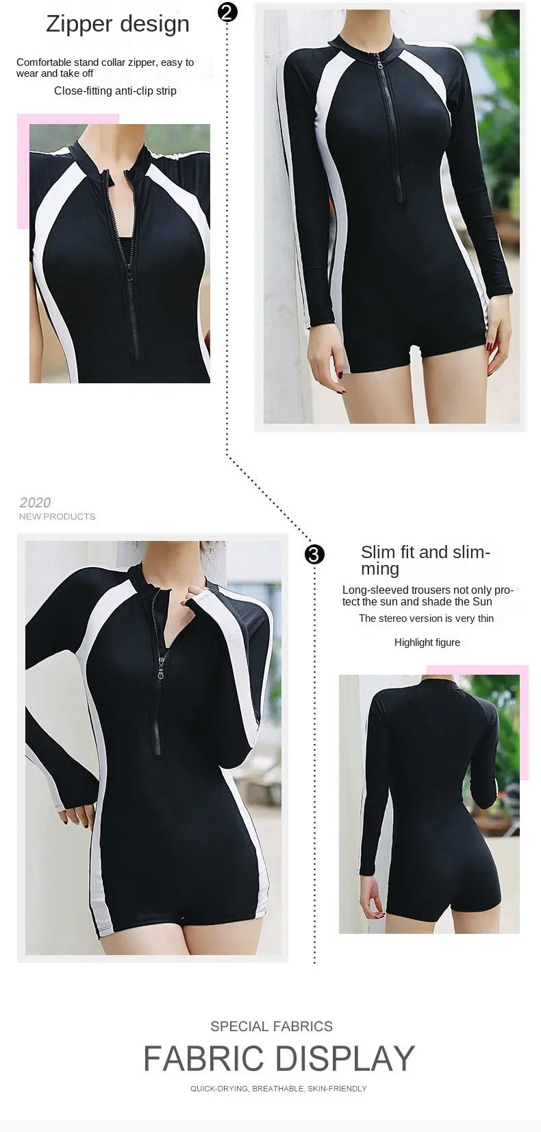 2024 Summer Sports One-piece Swimsuit Professional Women's Swimsuit Black Swimsuit Solid Color Swimming Beach Wear Long Style