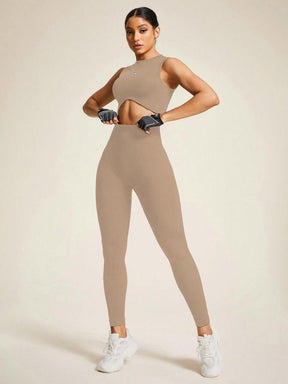 Women's Letter Pattern Crop Tank Top & High Waist Leggings Tracksuit Set, Casual Comfy Breathable Seamless for Yoga Gym Workout Running, Ladies Sportswear for All Seasons, Workout Clothes, Fitness Clothes, Sleeveless Gym Tops, Athleisure Wear