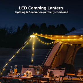 Camping String Lights, 4 in 1 Quick Storage 32.8FT Rechargeable Retractable String Lights with 8 Lighting Modes, Waterproof Emergency Light Outdoor Led Bulbs Lamp