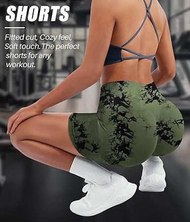 Women's Tie Dye Print High Waist Seamless Tummy Control Butt Lifting Sports Leggings, Casual Comfy Breathable Wide Waistband Skinny Shorts Yoga Leggings for Exercises Gym Workout, Women Sport & Outdoor Clothing for Summer
