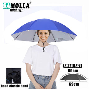 Portable Rain Umbrella Hat Army Green Foldable Outdoor Pesca Sun Shade Waterproof Camping Fishing Headwear Cap Beach Head Hats