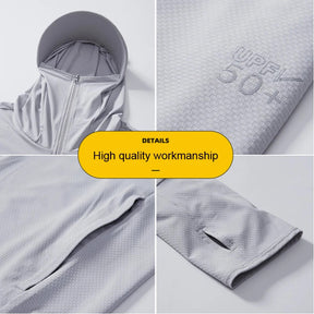 Summer Women Men Fishing Shirt UV Proof Coat Quick Dry Thin Sunscreen UPF50+ Outwear Hooded Cycling Beach Clothes