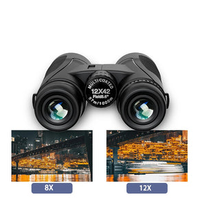 Powerful Telescope 12X42 Professional Binoculars Low Light BAK4-Prism Long Range Waterproof Military Hunting Camping Equipment