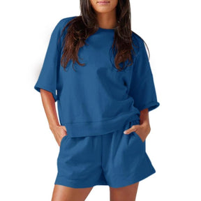 Womens 2 Piece Outfits Oversized Cropped Sweatshirt and High Waist Running Shorts Tracksuit Sets tracksuits men