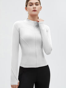 Mock Neck Sports Outerwear, Athletic Long Sleeve Sports Top, Gym Clothes, Comfortable Ladies Jacket for Indoor Outdoor Wear, Gym Clothing, Valentine's Day Gift for Girl, Fall Gift