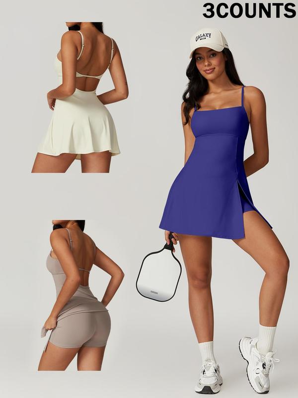 Women's Seamless High Elastic Back Strap One-piece Yoga Suit Outdoor Sports Mountain Climbing Running Playing Tennis Skirt Gym Workout Skirt with Leggings, Tennis Attire, Sports Clothes, Workout Gym Clothing