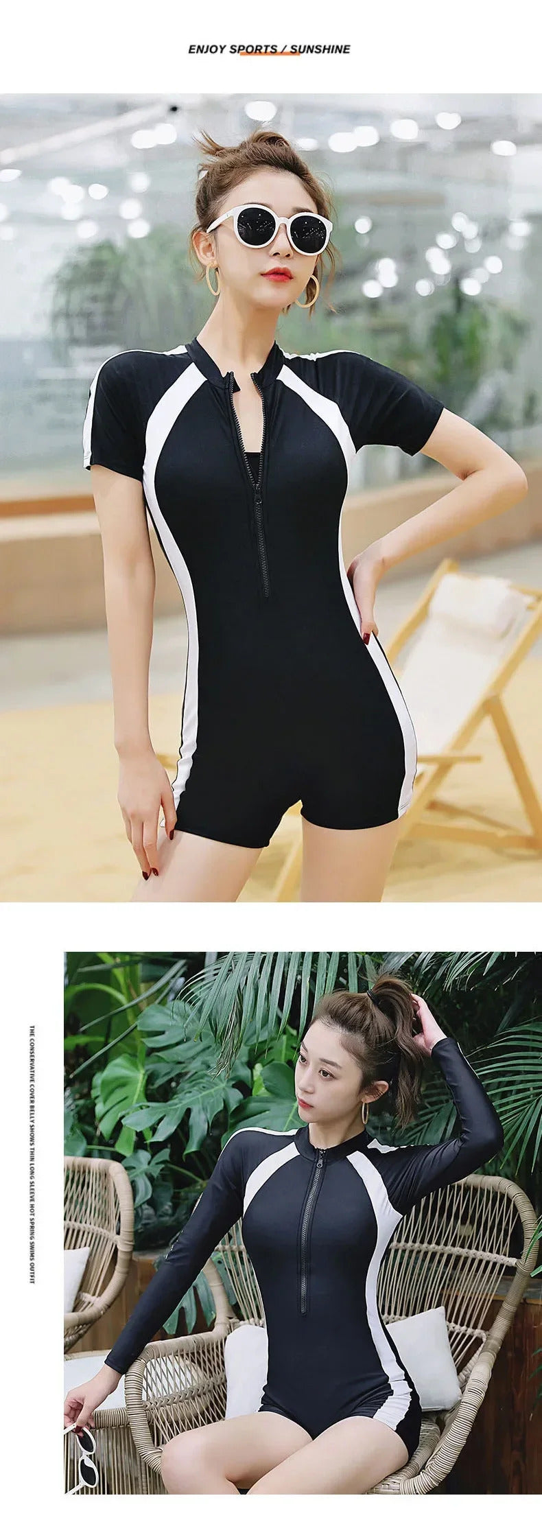 2024 Summer Sports One-piece Swimsuit Professional Women's Swimsuit Black Swimsuit Solid Color Swimming Beach Wear Long Style