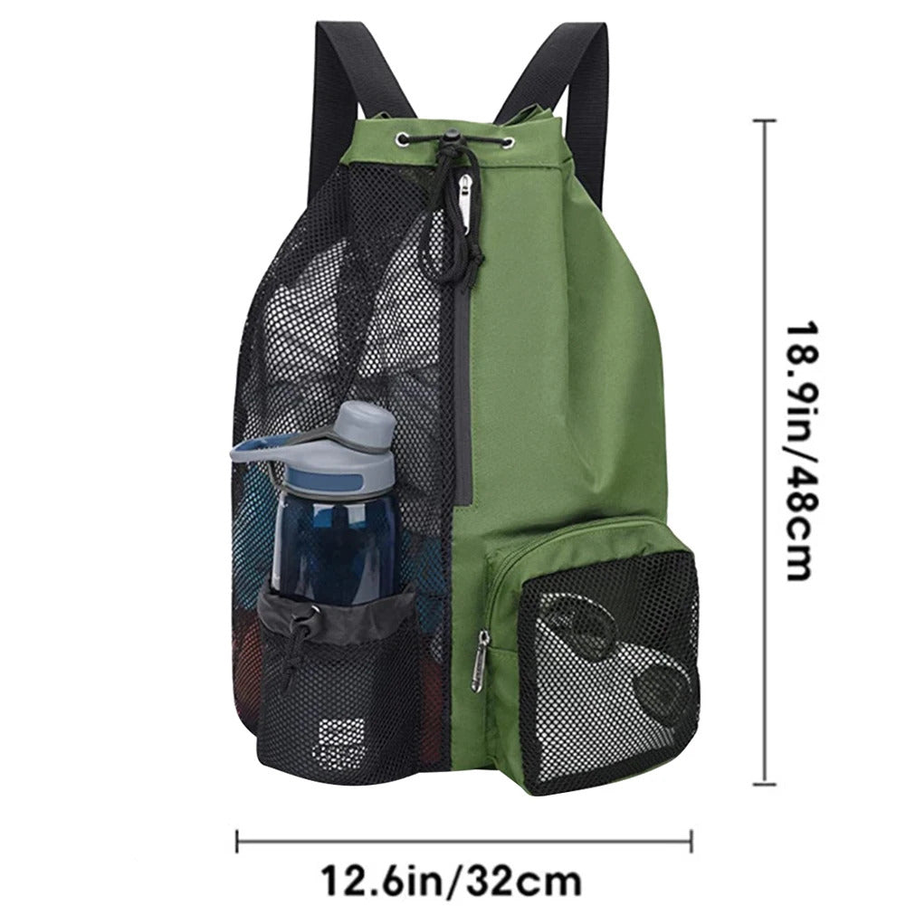 Swim Bag Mesh Drawstring Backpack with Wet Pocket Beach Backpack Swimming Sports Bag for School Swimming Beach Storage Bags