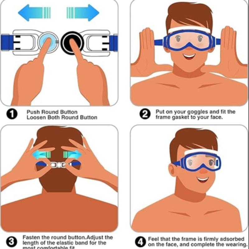 Diving Swimming Goggles, 2 Counts Anti-fog & Anti-uv Swim Glasses with Waterproof Earplugs, Wide Vision Swimming Accessories for Boys & Girls, Water Goggles, Swim Kit, Cool Swimming Goggles
