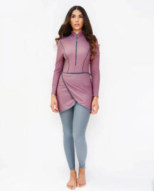 New Muslim Swimwear Women Modest Patchwork Hijab Long Sleeves Sport Swimsuit 3pcs Islamic Burkinis Wear Bathing Suit