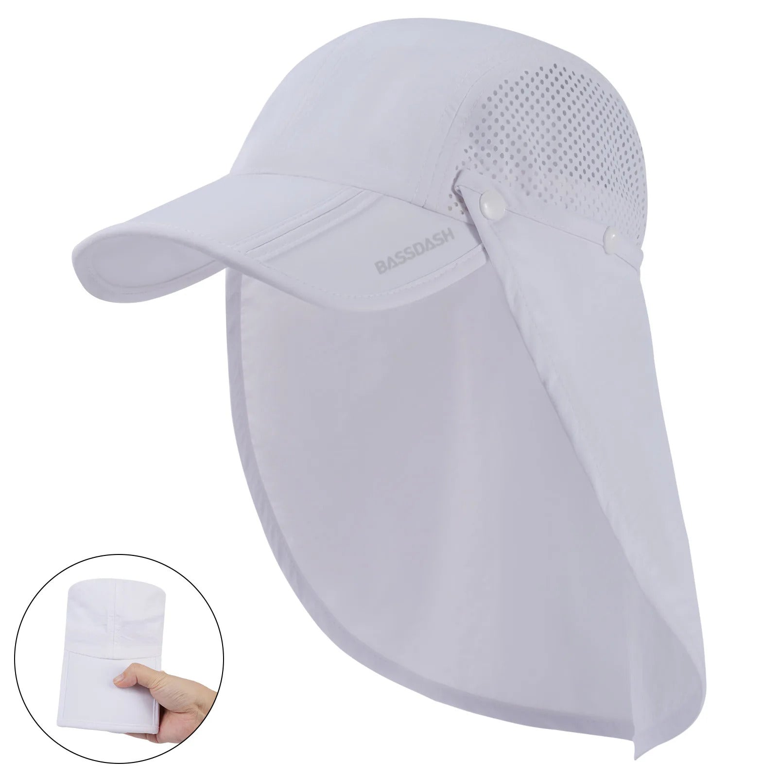 50+ Foldable Fishing Hat Baseball Cap with Removable Neck Flap Portable for Men Women Golf Hiking